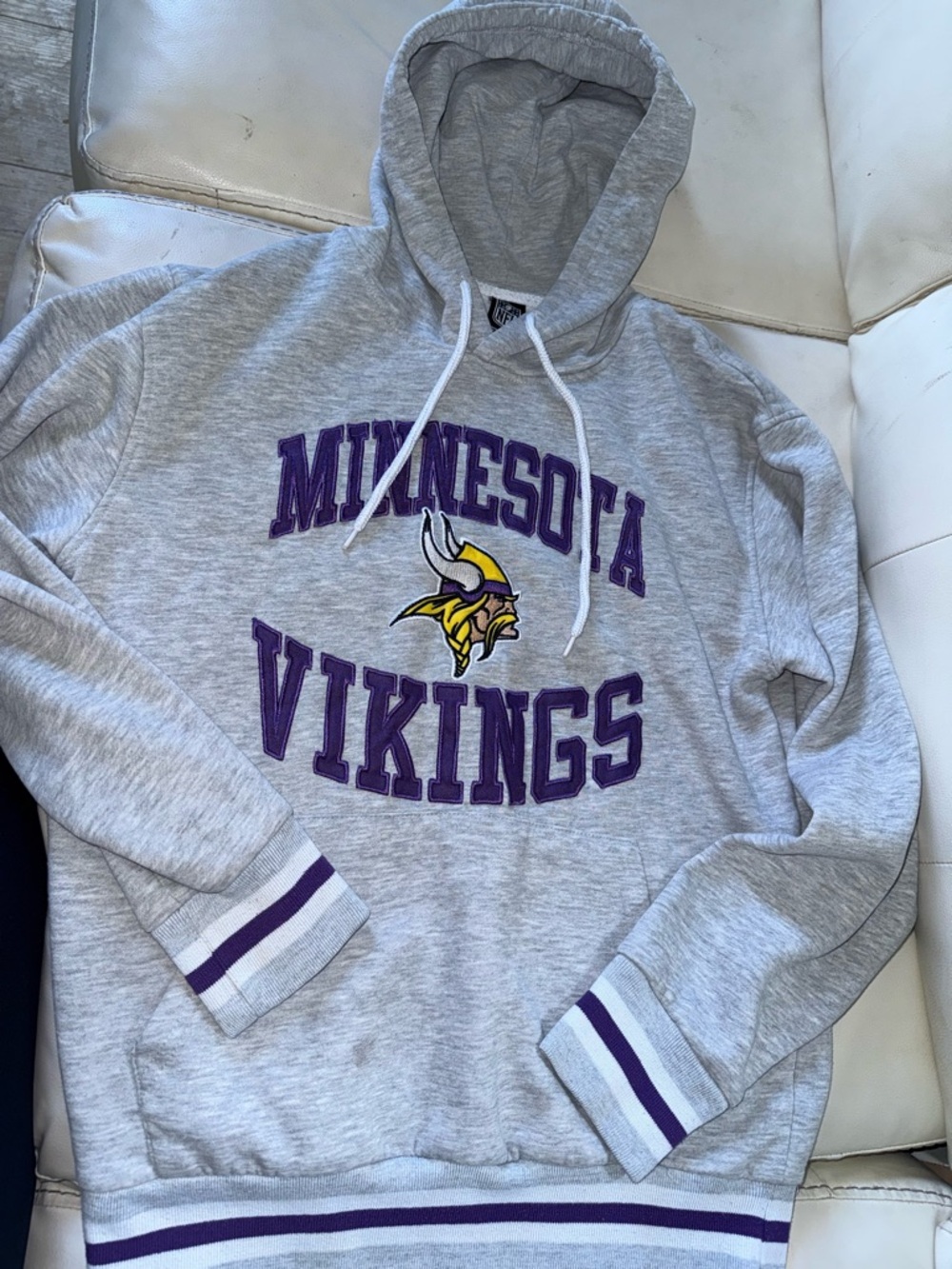 NFL Minnesota Vikings Gray Crewneck Sweatshirt with Purple Logo